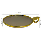 Luxurious Brown Ceramic Serving Platter – Gold Rim & Hook Handle, 24cm